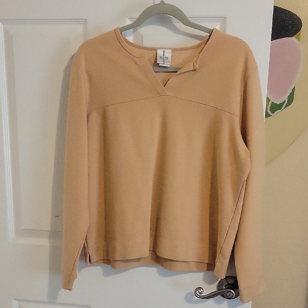 Silver Wear Camel V-Neck long sleeve crop womans sweatshirt